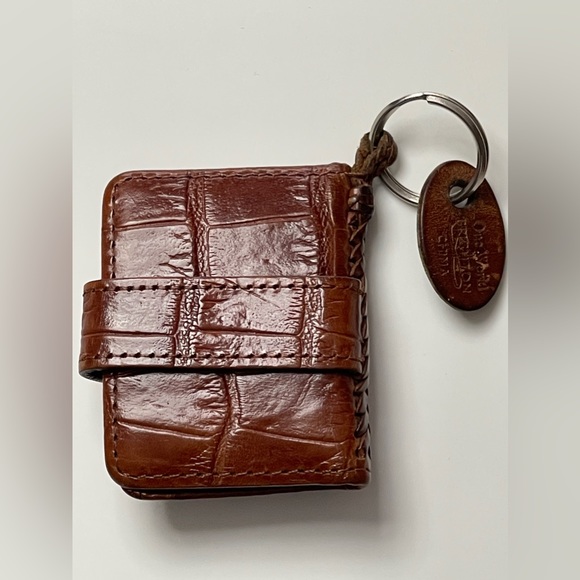 Vintage Brighton “One World” Faux-Croc Key Chain Purse Charm w/ Photo Locket - Picture 3 of 12